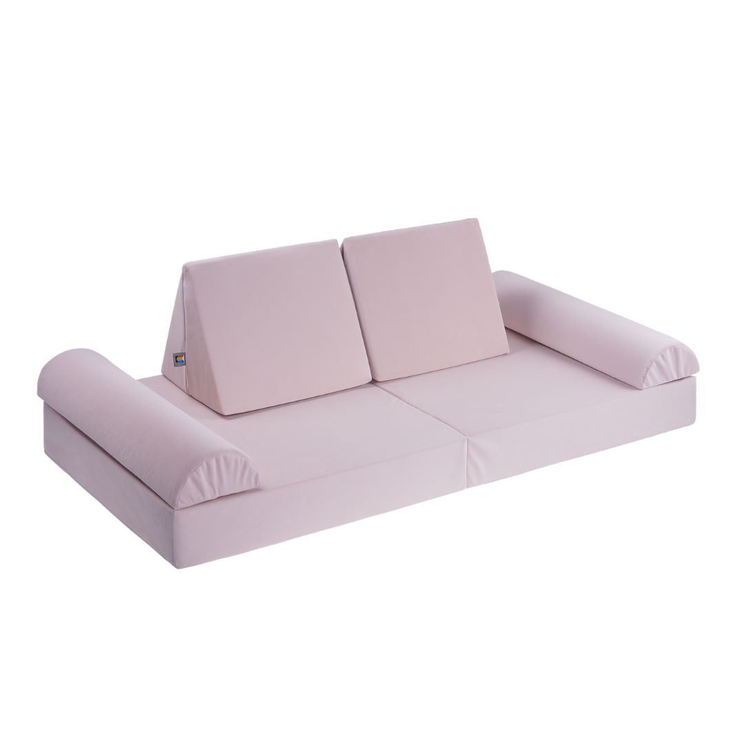 KETTLER Spielsofa KREATY Powder Pink - Ansicht als Sofa mit Kissen und Armlehne