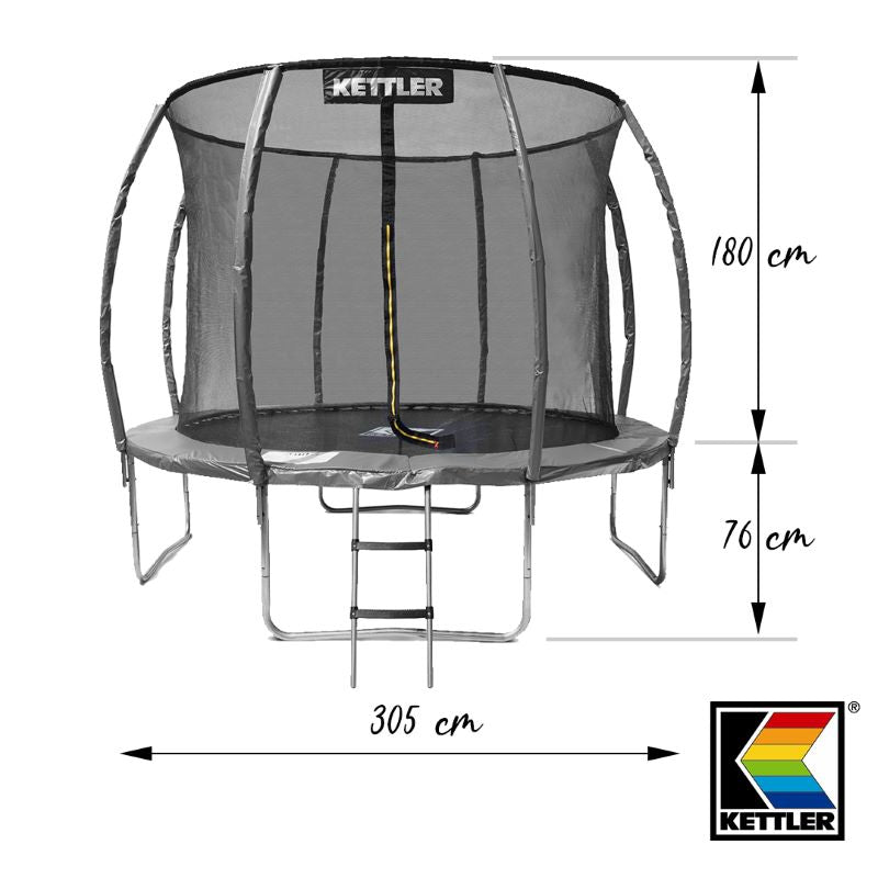 KETTLER Trampolin JUMP 305 grau - alle wichtigen Maße des Trampolins im Detail