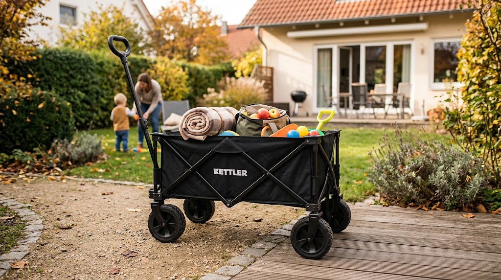 KETTLER Bollerwagen im Einsatz: Bollerwagen als platzsparende Alternative zum Fahrradanhänger