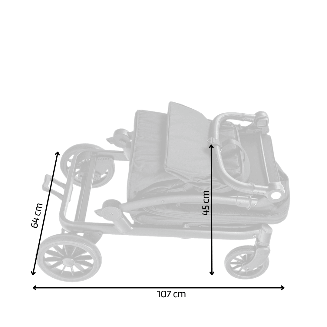 KETTLER Klappbollerwagen Compact Schwarz - Maße zusammengeklappt