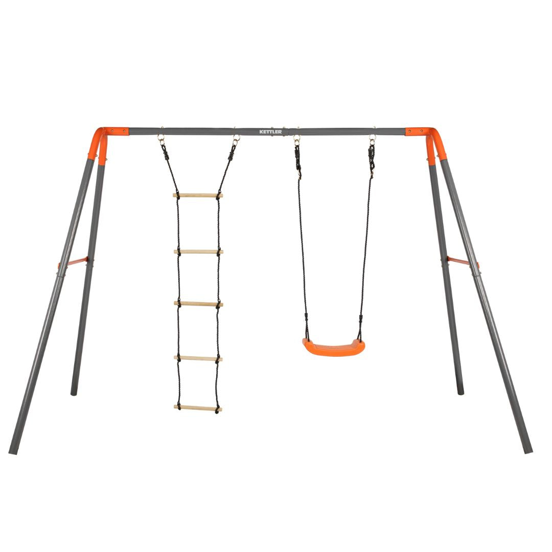 KETTLER Schaukel Combi in grau orange - Vielseitige und langlebige Kombischaukel für den Garten. Mit Schaukelsitz und Leiter für stundenlangen Spielspaß im Freien. Hochwertiges Design und maximale Sicherheit für Kinder jeden Alters.