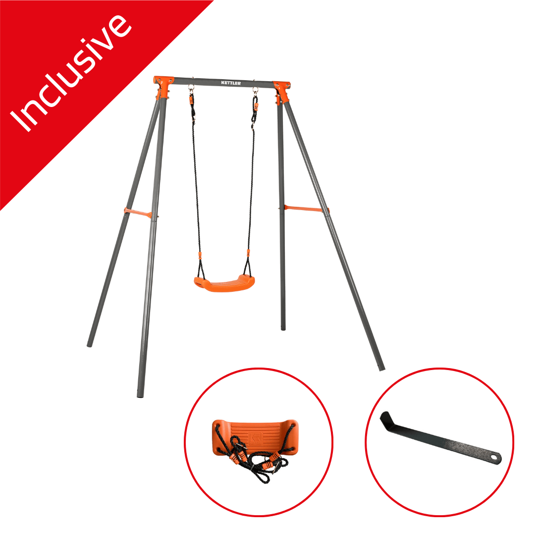 KETTLER Schaukel Single in grau orange -inklusive Schaukelsitz und Bodenanker