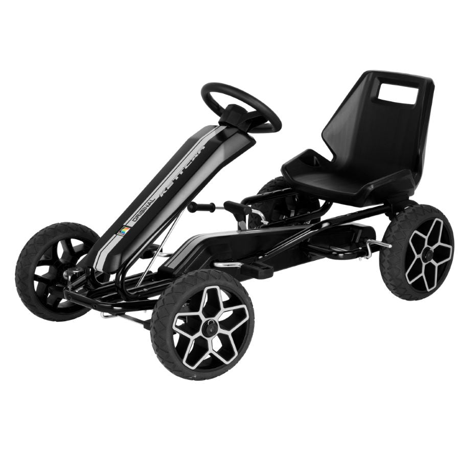 Ansicht der Fronthaube des KETTLER Kettcar Evolution in schwarz mit Kettler Logo