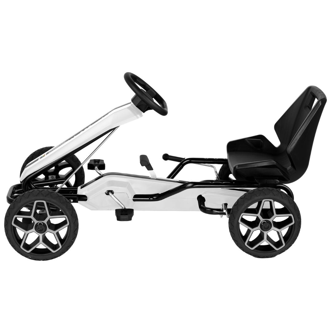 Komplette Seitenansicht des KETTLER Kettcar Evolution in weiß 
