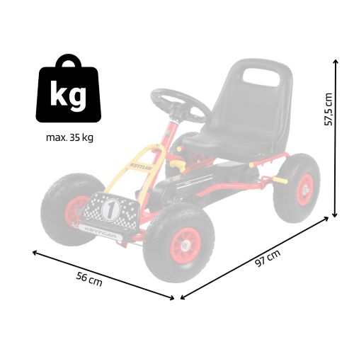 KETTLER Kettcar Retro Rot- Maße und Gewicht