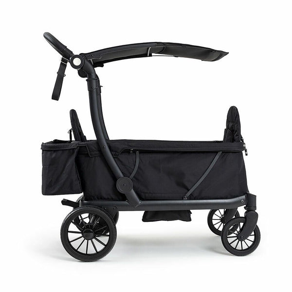 Zwarte KETTLER Compact-klapkar in zijaanzicht, ideaal voor het vervoeren van kinderen en bagage in de buitenlucht.
