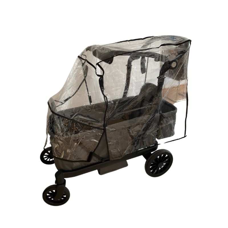 Carrito plegable KETTLER COMPACT Capota para la lluvia: vista lateral del carrito con la capota para la lluvia cerrada 