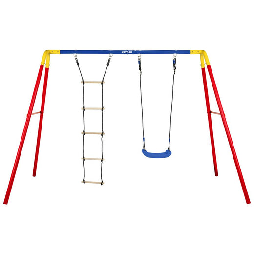 KETTLER Schaukel Combi in blau rot - Vielseitige und langlebige Kombischaukel für den Garten. Mit Schaukelsitz und Leiter für stundenlangen Spielspaß im Freien.