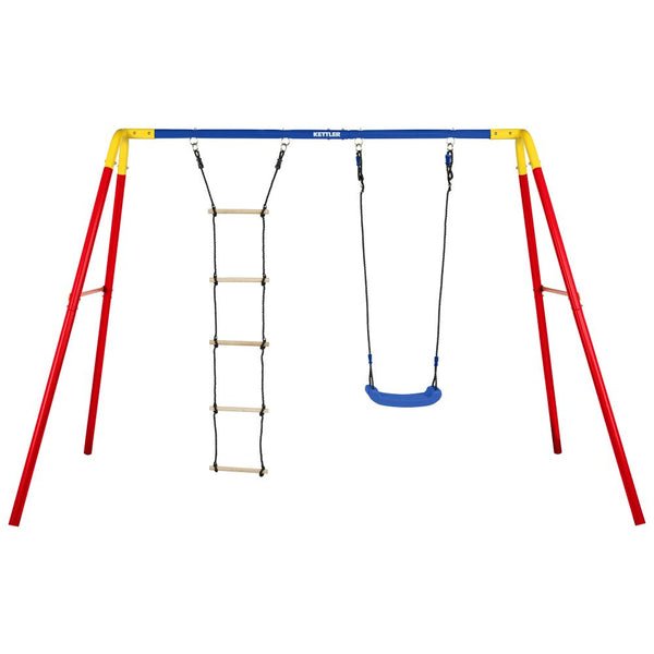 KETTLER Schaukel Combi in blau rot - Vielseitige und langlebige Kombischaukel für den Garten. Mit Schaukelsitz und Leiter für stundenlangen Spielspaß im Freien.
