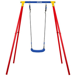 KETTLER Schommel Single in blauw en rood – Stevige enkele schommel voor in de tuin, gemaakt van hoogwaardig materiaal. Perfect voor kinderen die graag buiten schommelen.