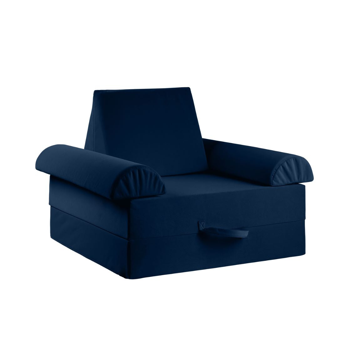 KETTLER Spielsofa KREATY Dunkelblau - Ansicht als Sessel mit Rückenlehne und Armlehne