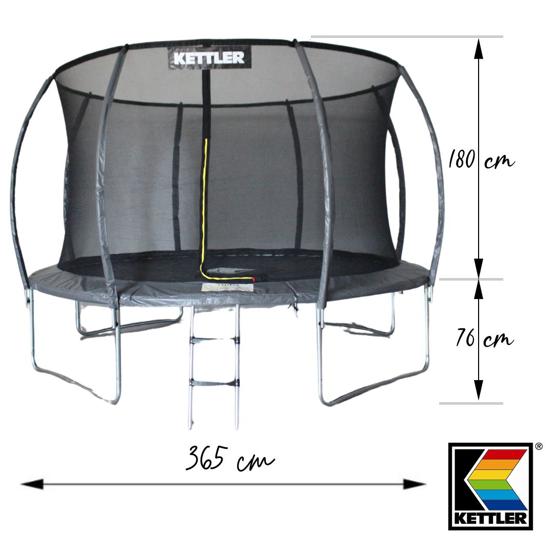 KETTLER Trampolin JUMP 365 cm - alle wichtigen Maße des Trampolins im Detail